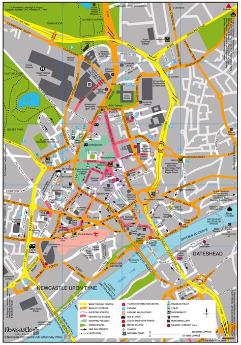 Newcastle Upon Tyne City Centre Map Newcastle Map Newcastle Quayside