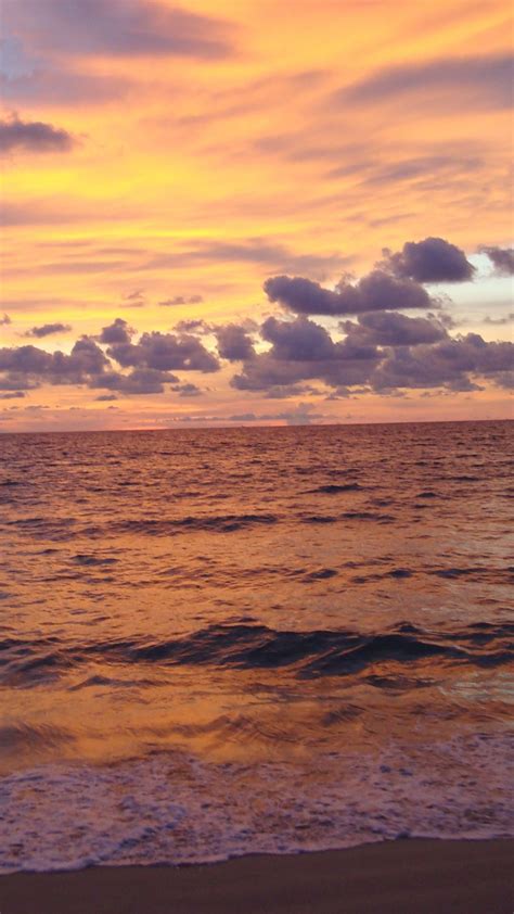Beach, sea waves, sea, clouds, sunset Wallpaper | Sunset wallpaper, Sea ...