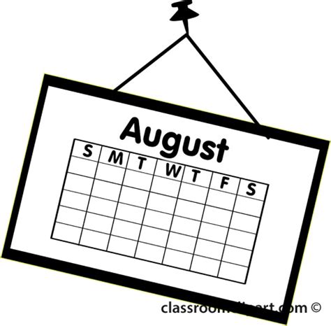 Calendar Calendar August Outline Classroom Clipart Clipartbold Clipartix