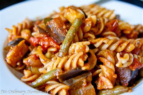 Fall Vegetable Pasta With Zucchini Eggplant And Green Beans
