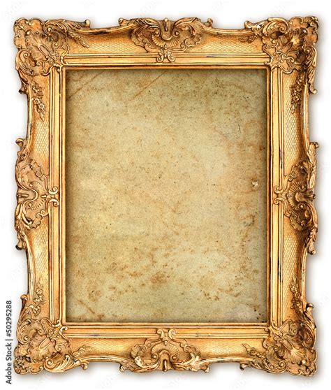 Old Golden Frame With Empty Grunge Canvas Stock Photo Adobe Stock