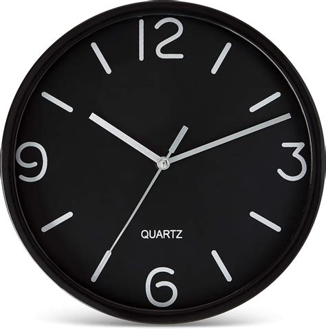 Bernhard Products Black Wall Clock 8 Inch Silent Non