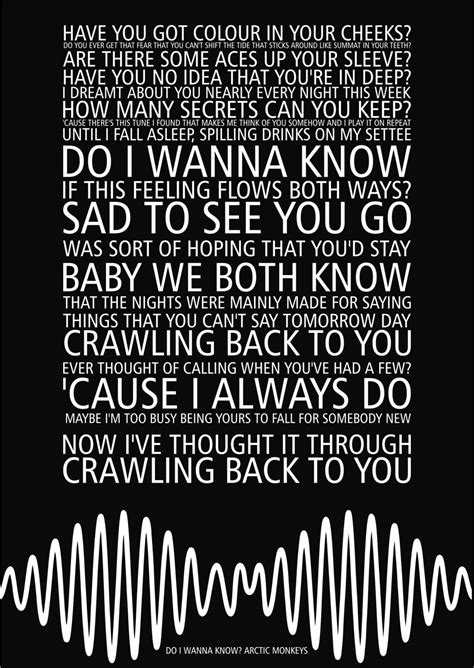 Arctic Monkeys Do I Wanna Know Lyrics Poster