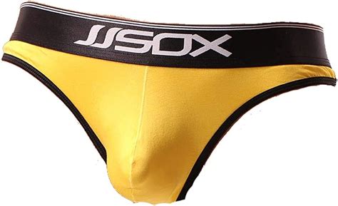 jjsox men s sexy thong underwear low rise bulge pouch bikini briefs m yellow at amazon men s