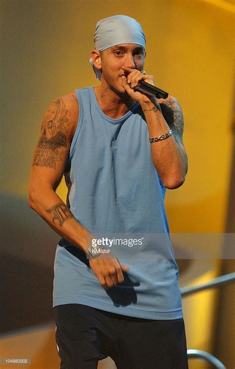 Eminem Performs During Rehearsals At The 2002 Mtv Movie Awards In Los