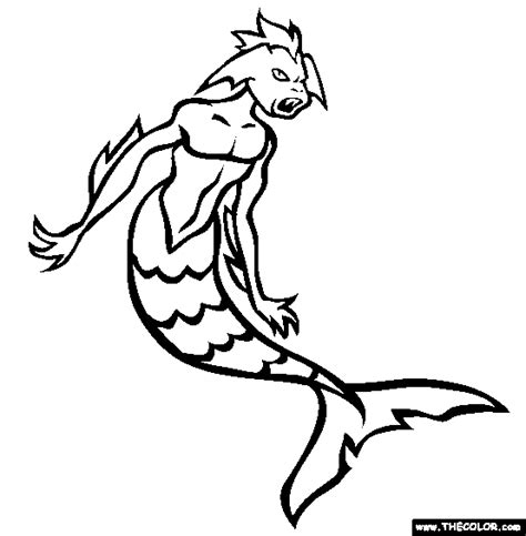 Merman Coloring Pages