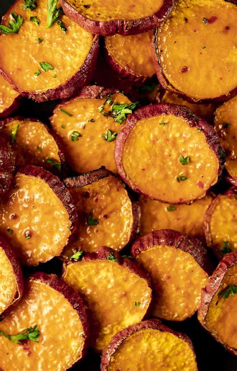 Baked Sweet Potato Slices With Harissa Honey Glaze Went Here 8 This