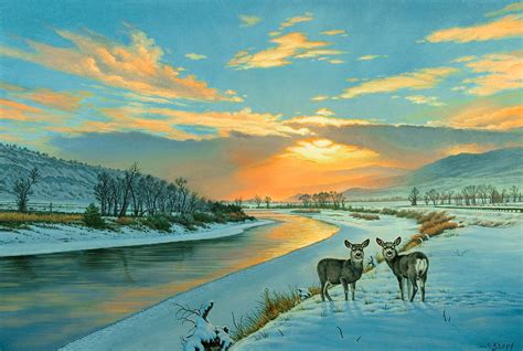 Winter Along The Yellowstone Painting By Paul Krapf