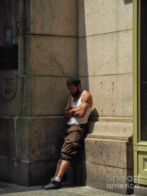 Man Leaning Against Wall In Sun Photograph By Miriam Danar Fine Art