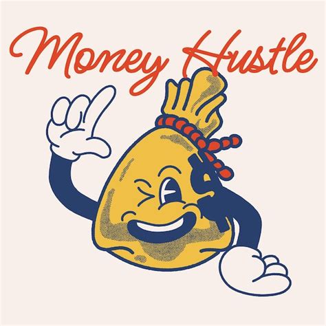 Money Hustle Con Money Bag Groovy Character Vector Premium