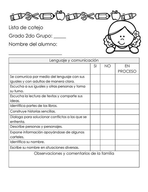 Preescolar Listas De Cotejopágina14 Imagenes Educativas