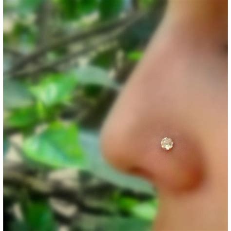 Nose Ring Stud 14K Gold Filled Handcrafted Set With A 3mm Diamond Look
