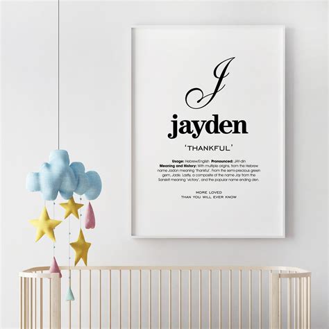 Jayden Name Meaning Printable Name Art Modern Nursery Decor Etsy Uk