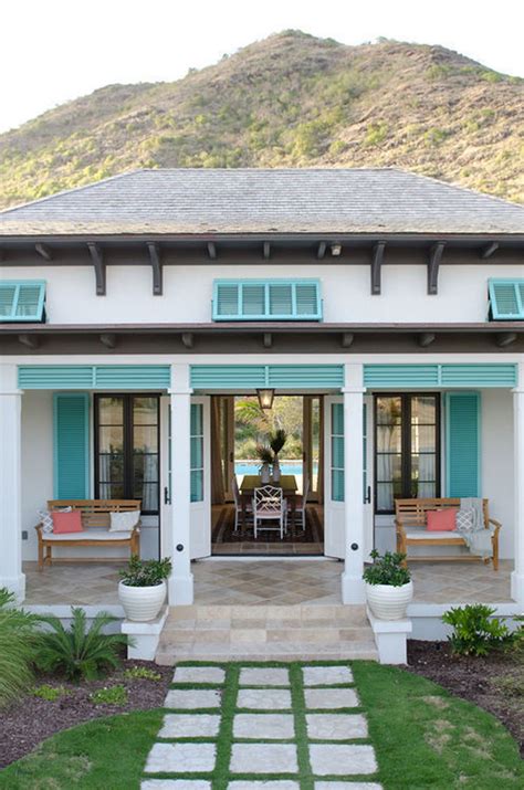 Add Curb Appeal With Colorful Shutters Caribbean Homes Beach House