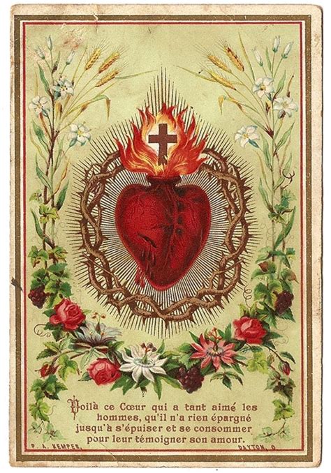 Rare Sacred Heart Of Jesus Antique French Holy Prayer Card