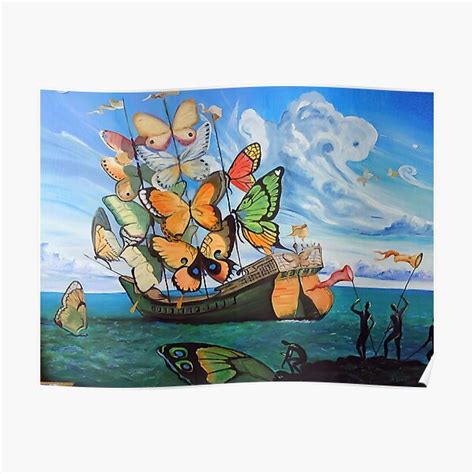 Salvador Dalí Ship With Butterfly Sails Poster By Pikokk Redbubble