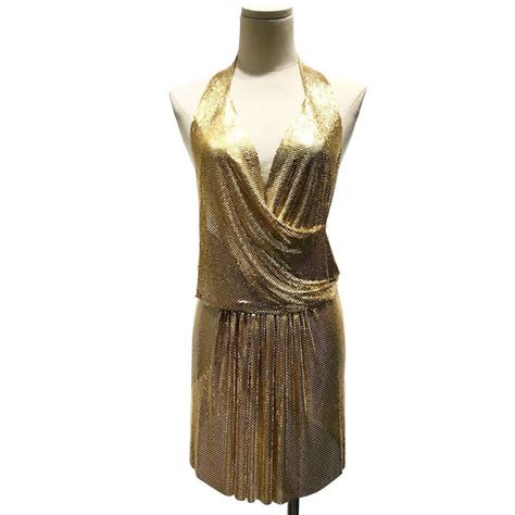 Gianni Versace Inspired Metal Mesh Golden Two Piece Set Dress Etsy