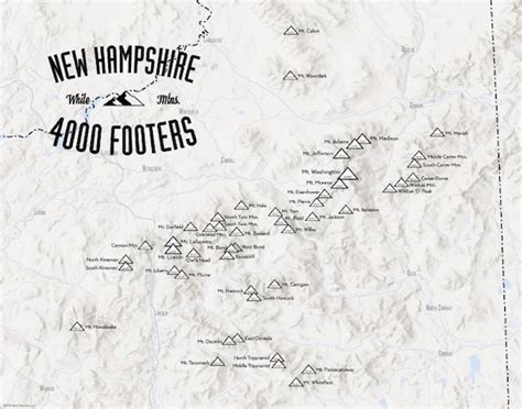 New Hampshire 4000 Footers Map 11x14 Print