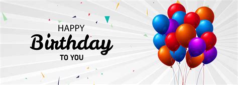 Happy Birthday Banner With Colorful Balloon Bouquet Vector Art At Vecteezy