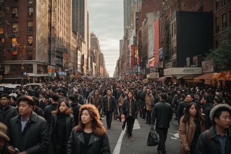 Premium Ai Image New York City Busy Crowds Of People Walk Across 3rd