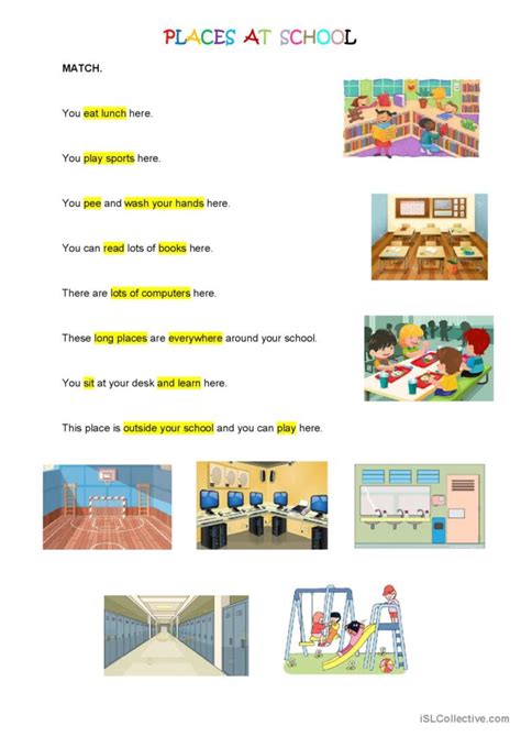 Places At School English Esl Worksheets Pdf And Doc