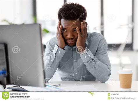 Stressed Businessman With Computer At Office Stock Photo Image Of