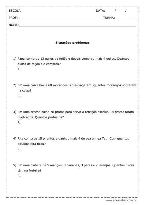 Problemas De Matematica Para Imprimir 2 Ano Excelente