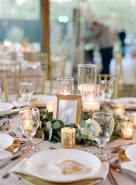 Simple Greenery With Candles And Framed Table Number Candle Wedding