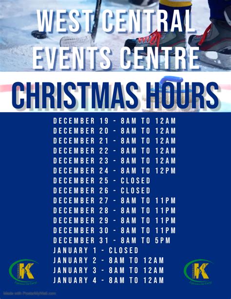 West Central Events Centre Christmas Hours Town Of Kindersley