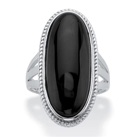 Genuine Black Onyx Oval Cabochon Ring In Sterling Silver At Palmbeach