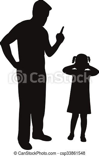 Padre Enojado Regañando A Su Hija Señalando Con El Dedo Vector De