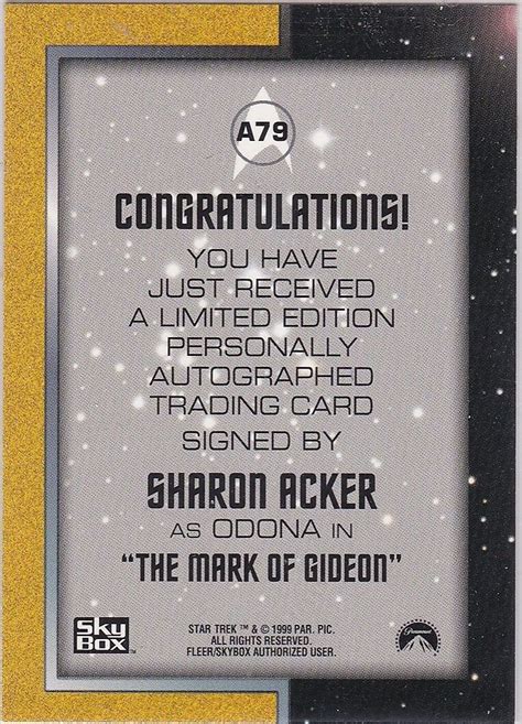 Star Trek The Original Series Season A Sharon Acker Odona Autograph