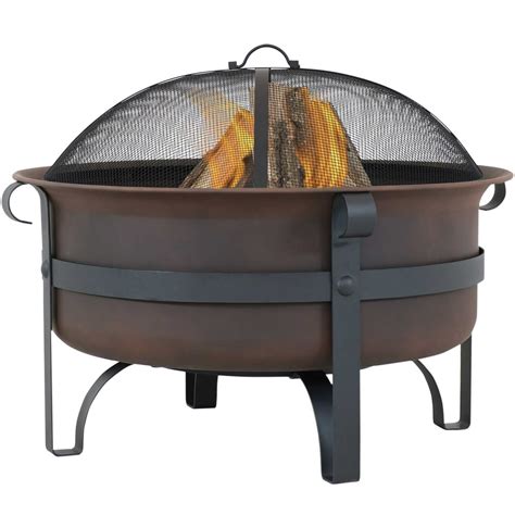 Sunnydaze Large Bronze Cauldron Outdoor Fire Pit Bowl Round Wood Burning Patio Firebowl With