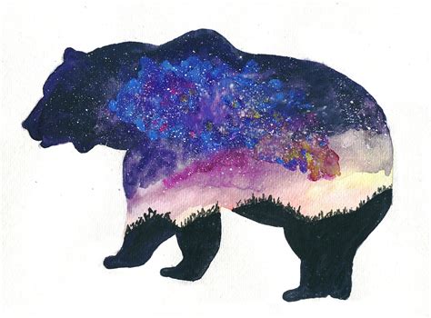 Watercolor Print Abstract Print Grizzly Galaxy Painting