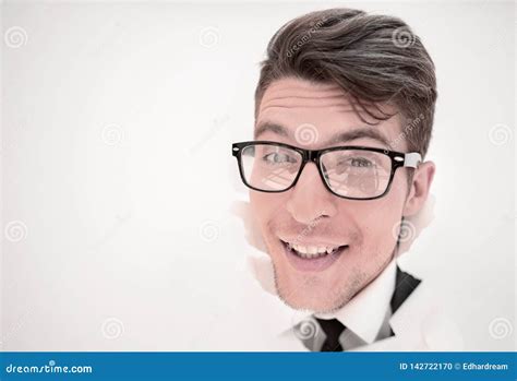 Young Businessman Breaking Through A Paper Wall Stock Photo Image Of