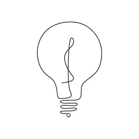 Idea Bulb Creative Vector Art Png Continuous One Line Drawing Light