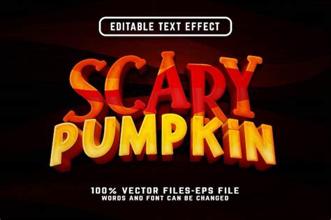 Premium Vector Scary Pumpkin 3d Cartoon Text Effect Premium Vectors