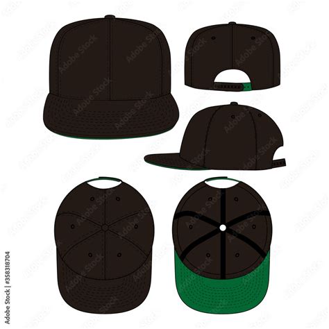 Snapback Vector Illustration Flat Outline Template Clothing Collection