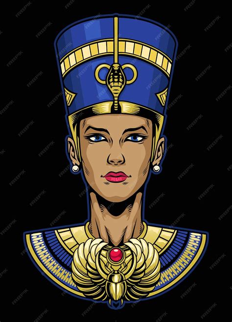 네페르티티의 고대 이집트 여왕 머리 프리미엄 벡터