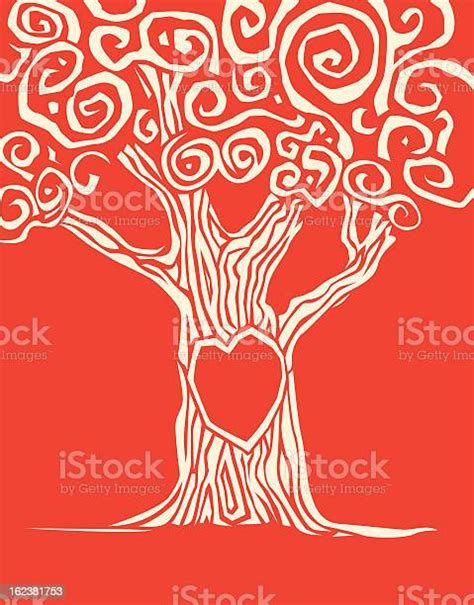 Woodcut Style Tree With Heart Carved Into It In 2021 Free Vector Art
