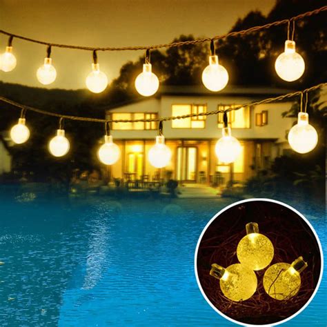 Eclh 5m 20led Crystal Ball Led String Solar Panels Waterproof Outdoor
