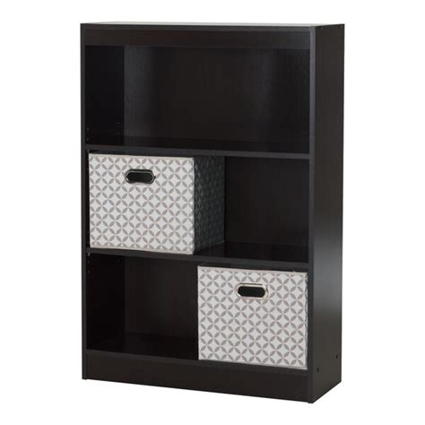 South Shore Axess 3 Shelf Bookcase With 2 Fabric Storage Baskets Free