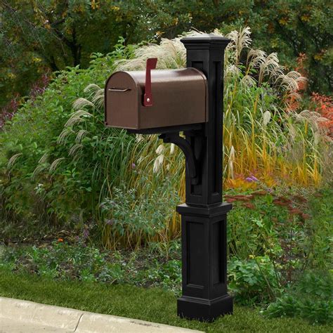 Mayne Newport Plus Plastic Mailbox Post Black 580b00300 The Home Depot