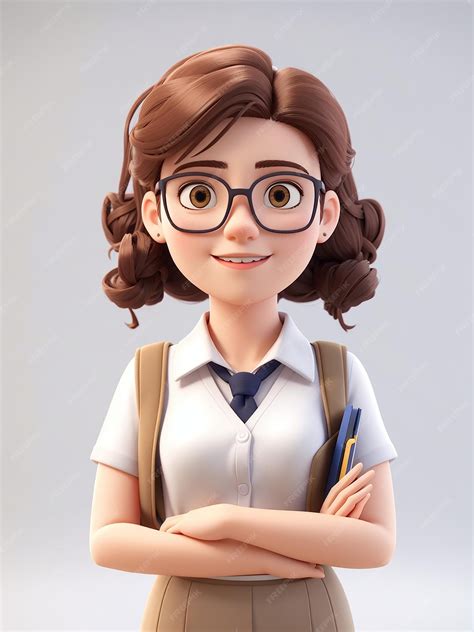 Premium Ai Image Cute School Teacher Cartoon Style 3d Character