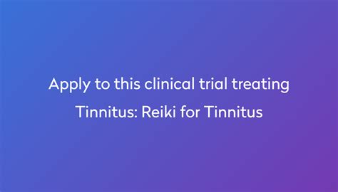 Reiki For Tinnitus Clinical Trial 2024 Power