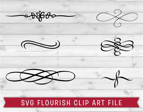 Flourish Svg 6 Clip Art Digital Cut Files Swoosh Swish Etsy