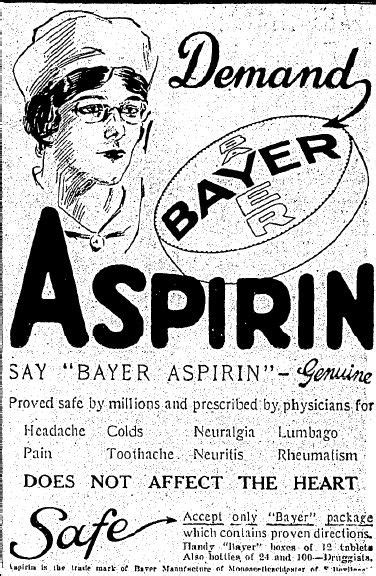 Bayer Patents Aspirin March 6 1899 1800s Advertisements