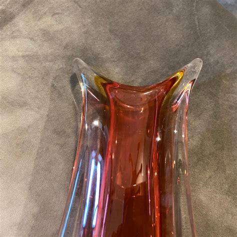 Mid Century Modern Orange Murano Glass Vase Circa 1960 Attributed To Seguso At 1stdibs