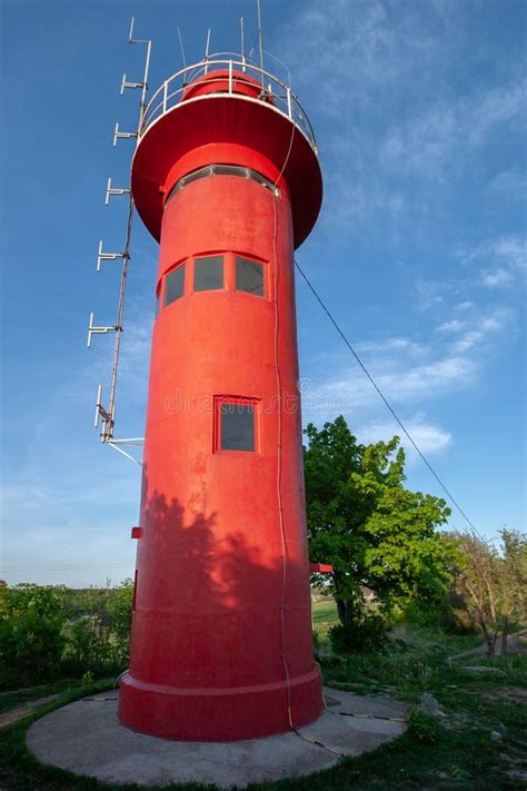 Red Tall Lighthouse Tower Stock Image Image Of Spiral 12192493