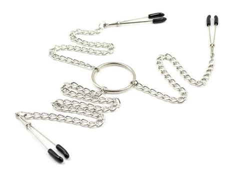 Kinky Erotic Unisex Metal 3 Chained Tweezer Clamps For Nipple And Clit Torture Bondage Fetish